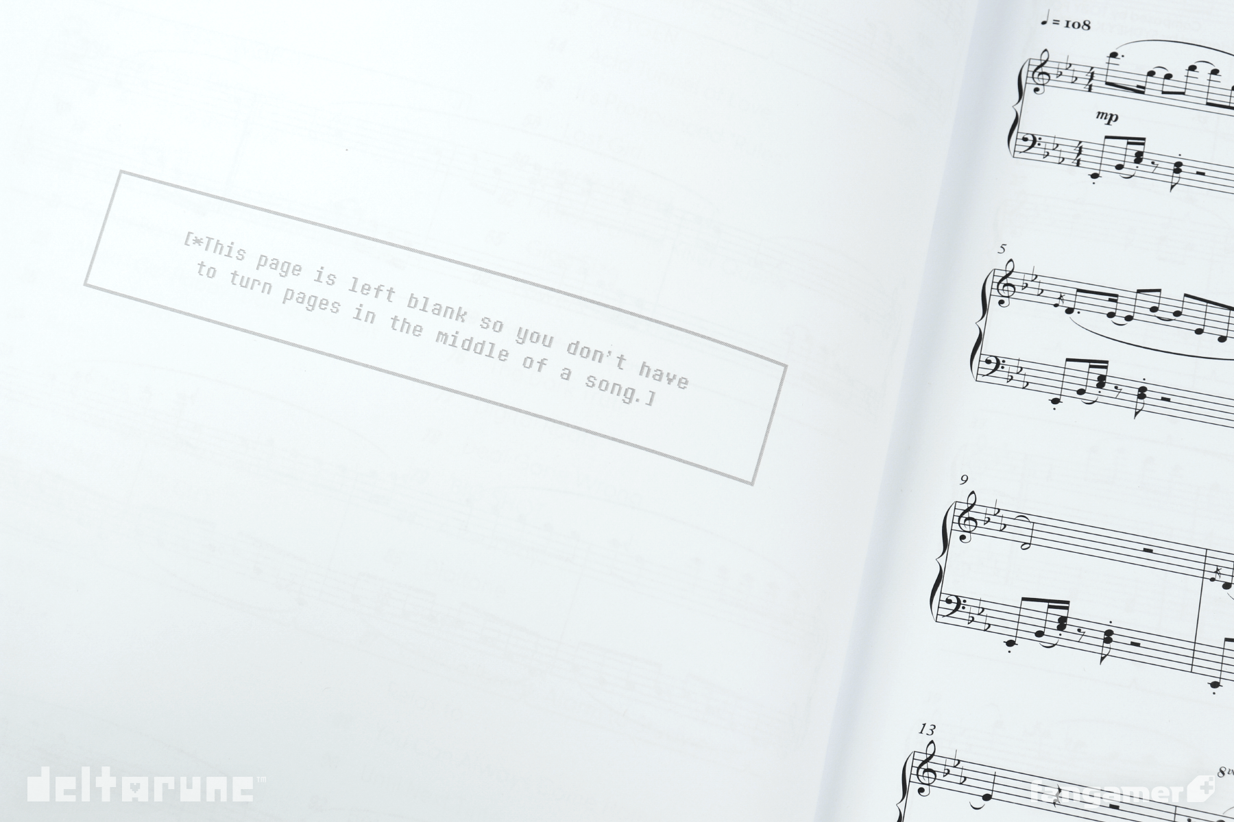 DELTARUNE Chapter 2 Piano Score Book