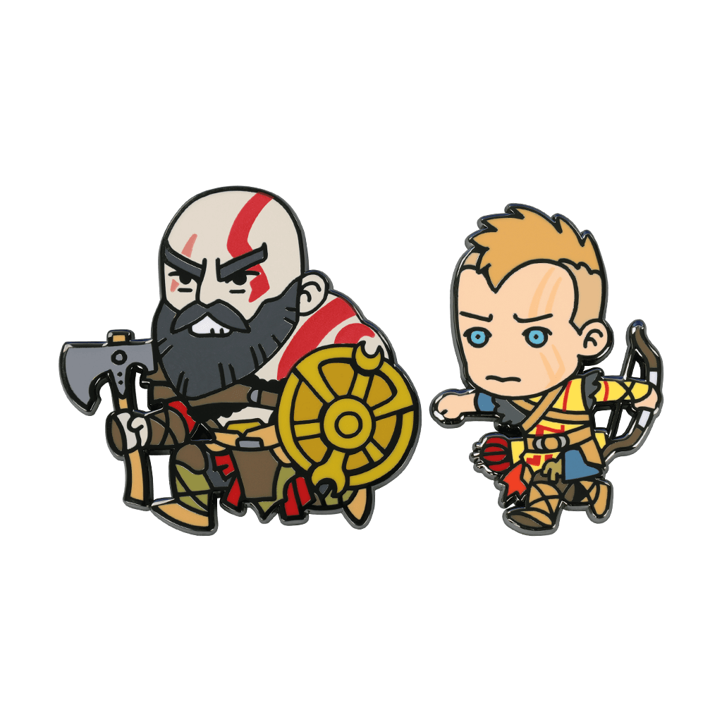 Kratos and Atreus Chibi Pin Set